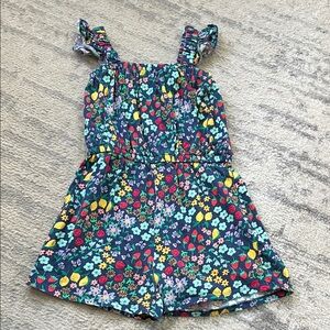 Old Navy Navy Floral & Fruit Romper with Ruffle Straps